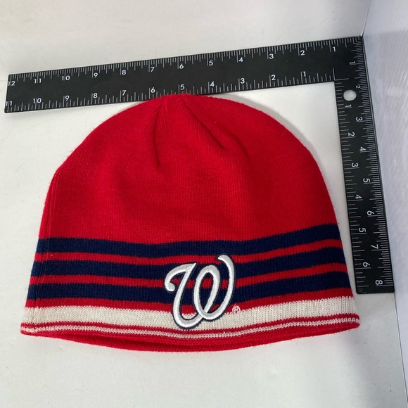 Washington Nationals Red White Blue Beanie Striped Beanie Cap Unisex One Size - Picture 8 of 9